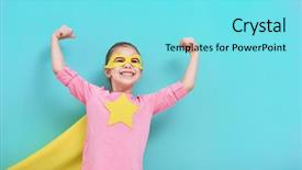  Presentation with pink blue - Slides enhanced with winner - little child plays superhero kid background and a arctic colored foreground