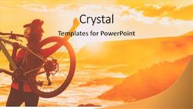  Presentation with cycling - PPT theme consisting of winner - mountain bike biking cyclist winning background and a lemonade colored foreground