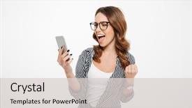  Presentation with winner - Presentation theme consisting of winner - portrait of a happy casual background and a light gray colored foreground