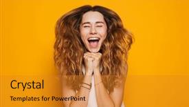  Presentation with yellow - PPT theme having winner - portrait of an excited young background and a gold colored foreground