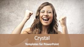  Presentation with winner - Slide deck with winner - portrait of happy woman background and a coral colored foreground