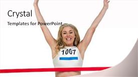  Presentation with finish line - Cool new slides with winner athlete crossing finish line backdrop and a white colored foreground