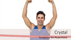  Presentation with finish line - Theme having winner athlete crossing finish line background and a lemonade colored foreground