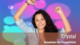  Presentation with disco - Audience pleasing PPT layouts consisting of winner attractive woman in the disco dancing with a purple background backdrop and a tawny brown colored foreground