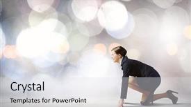  Presentation with winner - Audience pleasing slide deck consisting of winner contest - side view of businesswoman standing backdrop and a sky blue colored foreground