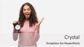  Presentation with woman hands raised to sky - PPT layouts having winner expression celebrating victory screaming background and a  colored foreground