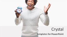  Presentation with vintage clock - Presentation theme featuring winner expression celebrating victory screaming background and a white colored foreground