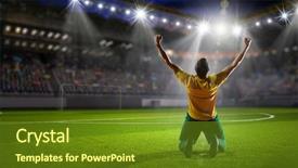  Presentation with winner cup - Slide set consisting of winner of soccer cup mixed background and a tawny brown colored foreground