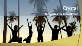  Presentation with energy dance - Cool new PPT theme with winner people - backlit group dance the night backdrop and a  colored foreground