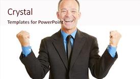  Presentation with successful - Cool new presentation theme with winner people - successful happy business man cheering backdrop and a sky blue colored foreground