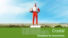  Presentation with winner - Beautiful PPT theme featuring winner podium go kart competition backdrop and a tawny brown colored foreground