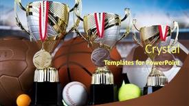  Presentation with winning - Amazing presentation design having winner-podium-sports-symbols-winning backdrop and a tawny brown colored foreground