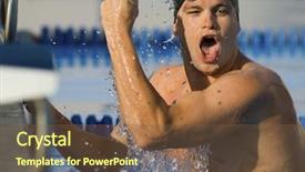  Presentation with swimmer - Presentation consisting of winner sport - portrait of ecstatic male swimmer background and a tawny brown colored foreground