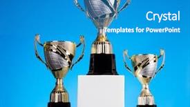  Presentation with sport award - Presentation design having winners award on white background and a teal colored foreground