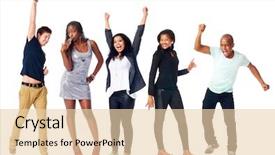  Presentation with diversity - Cool new slide set with winners celebration - celebrating diversity real people group backdrop and a lemonade colored foreground