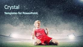  Presentation with joy - Presentation theme enhanced with winners celebration - football player standing on knees background and a tawny brown colored foreground