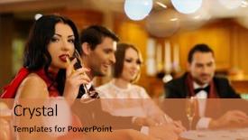  Presentation with group of people praying to god - Cool new PPT theme with winners celebration - group of young people playing backdrop and a coral colored foreground