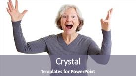  Presentation with old - Colorful theme enhanced with winners celebration - happy old senior woman cheering backdrop and a gray colored foreground