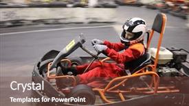  Presentation with competition - Theme featuring winners circle - girl in helmet drives background and a tawny brown colored foreground