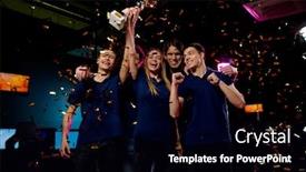  Presentation with award winning - Slides featuring winners-of-cybersports-championship-raising background and a black colored foreground