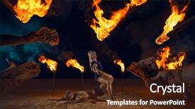  Presentation with winning - Cool new slides with winning around burning torch backdrop and a tawny brown colored foreground