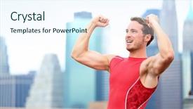  Presentation with flexing - Amazing presentation design having caucasian male fitness sports model backdrop and a sky blue colored foreground
