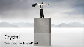  Presentation with businessman standing on maze - Beautiful PPT theme featuring winning business - triumphing businessman standing backdrop and a light gray colored foreground