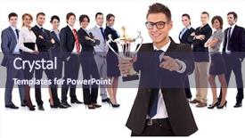  Presentation with team leader - Slide set consisting of winning business team with leader background and a tawny brown colored foreground