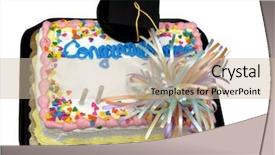  Presentation with school graduation - Colorful presentation theme enhanced with winning celeberation - cake to celeberate successful graduation backdrop and a soft green colored foreground