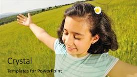  Presentation with happiness - Theme with winning children - freedom and happiness girl background and a gold colored foreground