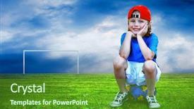  Presentation with base ball field - PPT theme enhanced with handsome businessman holding model of modern city background and a gray colored foreground