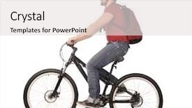  Presentation with winning - Theme having winning mind - bicyclist isolated on white studio background and a light gray colored foreground