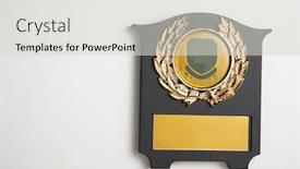  Presentation with plaque - Amazing PPT layouts having winning-plaque-on-the-white backdrop and a light gray colored foreground
