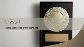  Presentation with plaque - PPT layouts with winning-plaque-on-the-white background and a light gray colored foreground