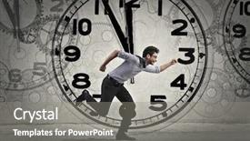  Presentation with time - PPT theme consisting of businessman in suit running background and a gray colored foreground