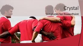  Presentation with rugby players - Audience pleasing theme consisting of winning sports - rugby players celebrating a win backdrop and a soft green colored foreground