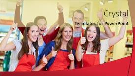  Presentation with winning - Cool new theme with winning-team-in-the-supermarket backdrop and a blonde colored foreground