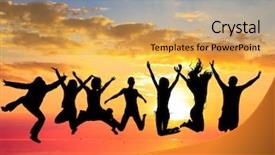  Presentation with dance - PPT theme with winning teams - dance the night away evening background and a  colored foreground