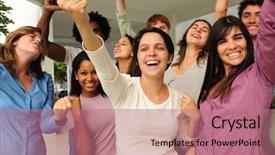  Presentation with diverse group of children - Amazing slide deck having winning teams - excited and happy group backdrop and a coral colored foreground