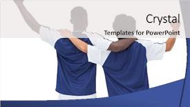 Presentation with win win - Presentation theme having winning teams - football players celebrating a win background and a white colored foreground