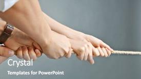  Presentation with rope - Audience pleasing presentation theme consisting of winning teams - people hands pulling rope backdrop and a gray colored foreground