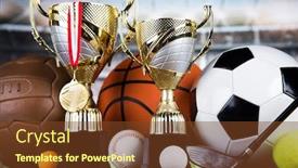  Presentation with sport award - Colorful presentation design enhanced with winning-trophy-championship-award-sport backdrop and a tawny brown colored foreground