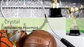  Presentation with award winning - Cool new PPT theme with winning-trophy-championship-award-sport backdrop and a soft green colored foreground