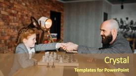  Presentation with game on - Slide set with wins the game of chess background and a coral colored foreground