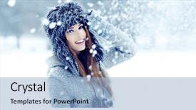  Presentation with snow - Amazing presentation design having winter - girl playing with snow backdrop and a light blue colored foreground