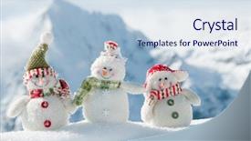  Presentation with copy space leadership - Beautiful slides featuring winter - happy snowmans in mountains copy backdrop and a sky blue colored foreground