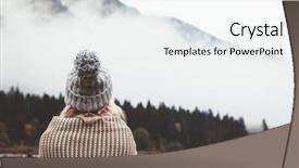  Presentation with bad weather - Slides featuring winter - hiker girl wrapping in warm background and a white colored foreground