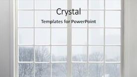  Presentation with modern trees - Beautiful slide deck featuring winter - modern residential window with snow backdrop and a sky blue colored foreground