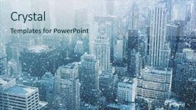  Presentation with manhattan - Cool new presentation theme with winter - snow in new york city backdrop and a lemonade colored foreground