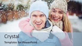  Presentation with science guy - Audience pleasing slide deck consisting of winter - young guy and girl backdrop and a light blue colored foreground